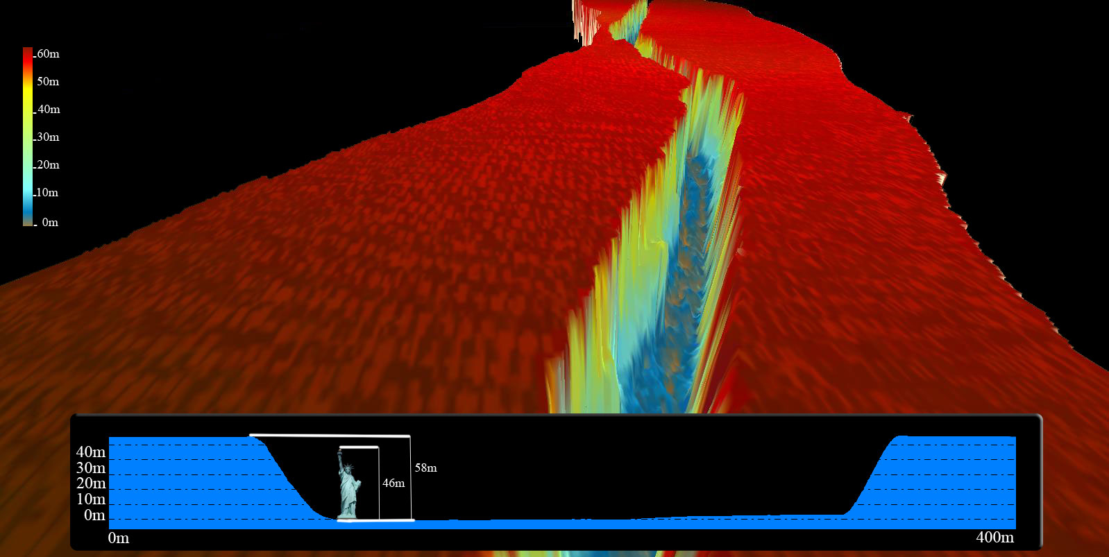 Three-dimensional representation of ATM data on rift in Antarctica's Pine Island Glacier