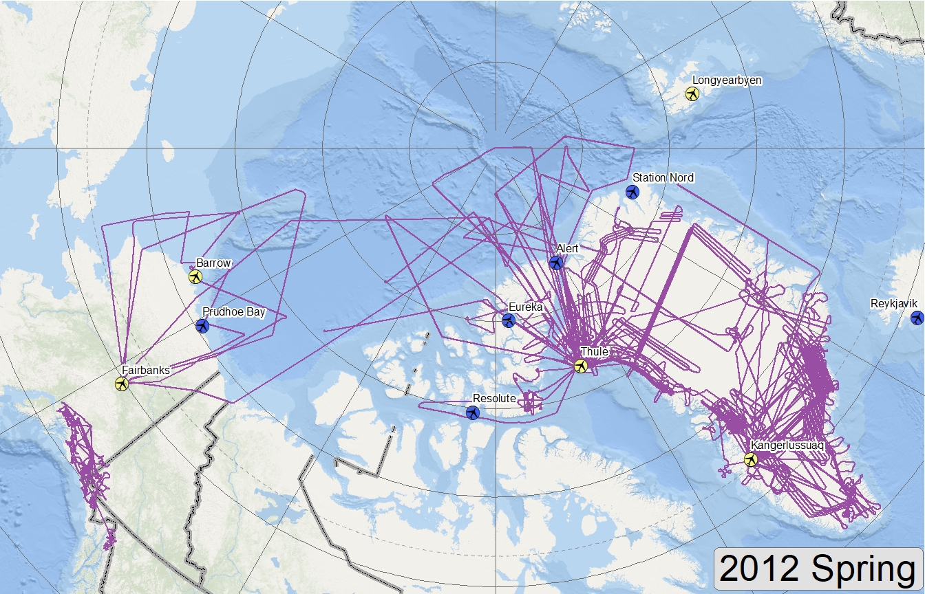 Map of 2012 Arctic flight lines