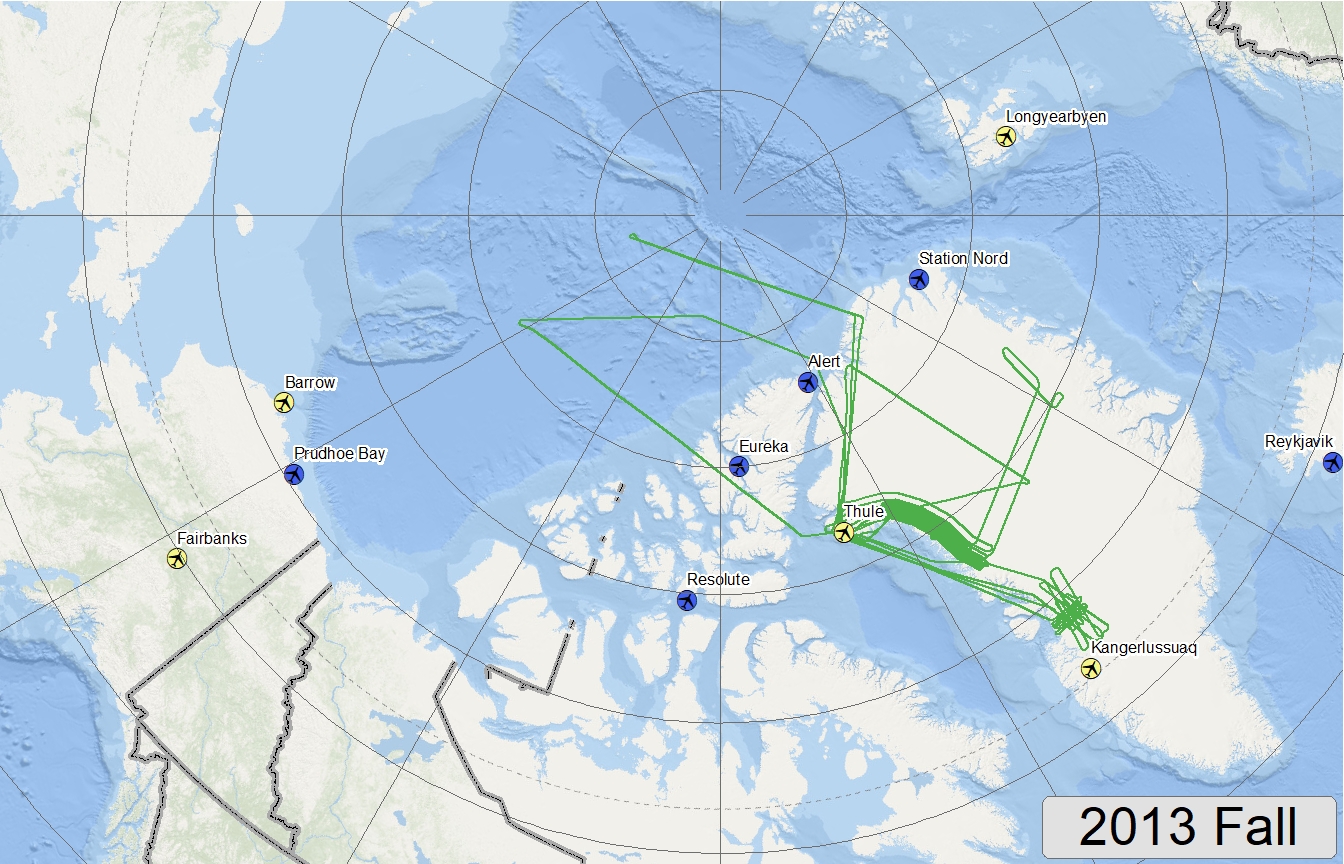 Map of LVIS / Greenland flight lines