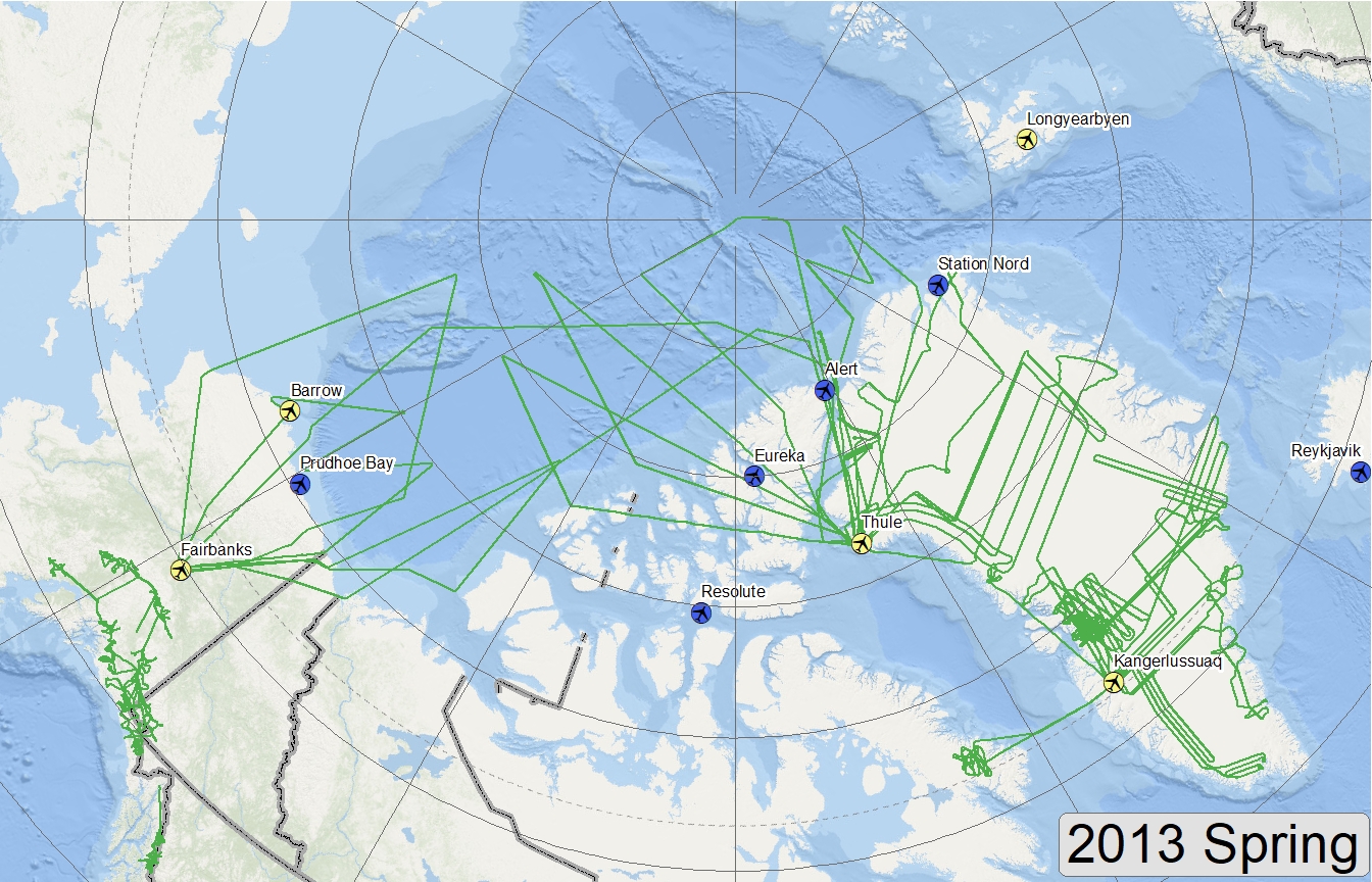 Map of 2013 Arctic flight lines