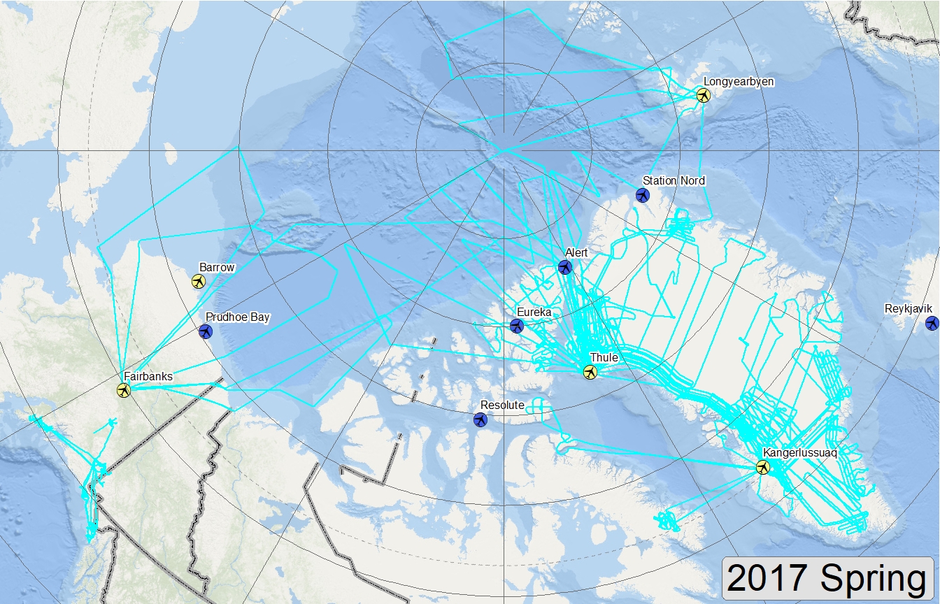 Map of 2017 Arctic flight lines