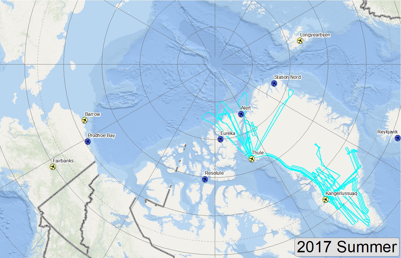 Map of 2017 Arctic Summer flight lines