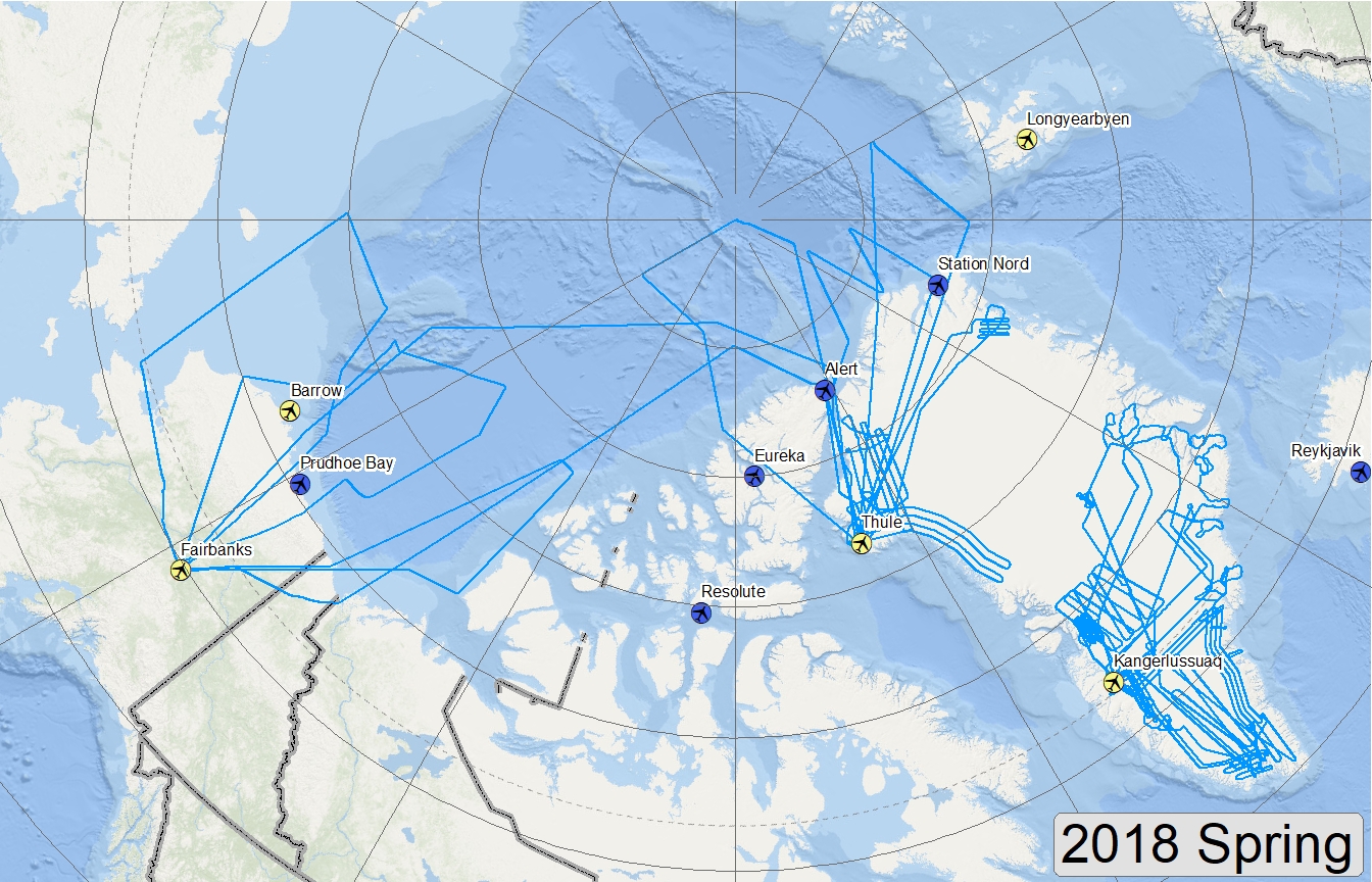 Map of 2018 Arctic flight lines