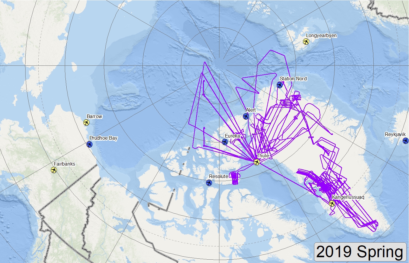 Map of 2019 Arctic flight lines